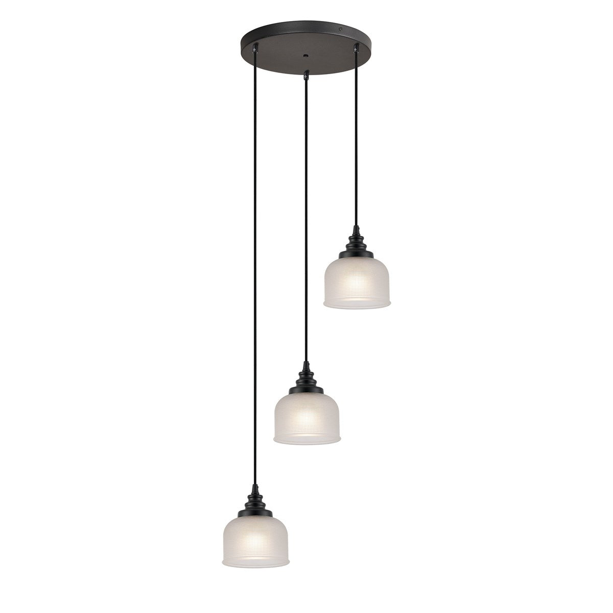 Regent Lourdes 3 Light 280mm Round Pendant Light - Frosted