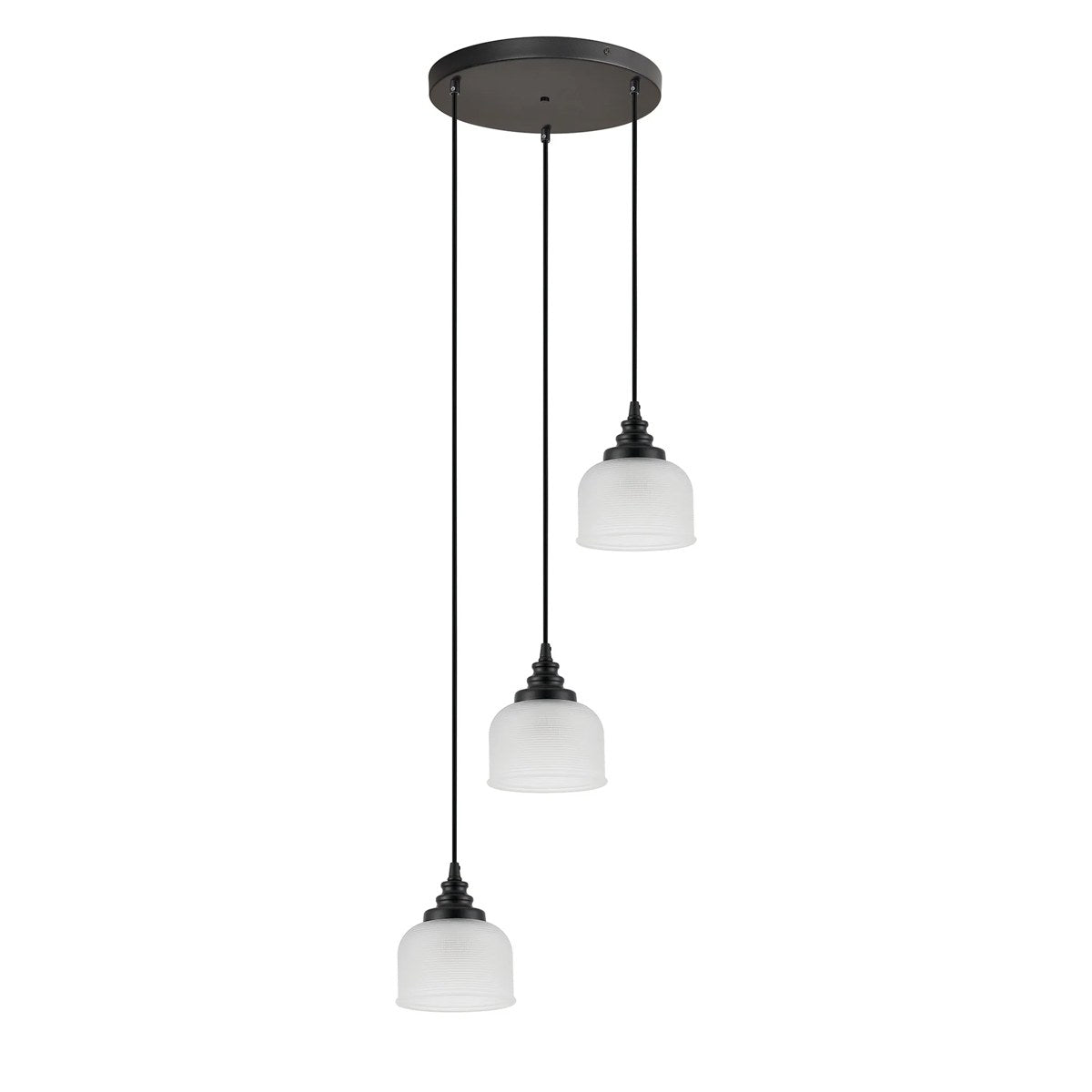 Regent Lourdes 3 Light 280mm Round Pendant Light - Frosted