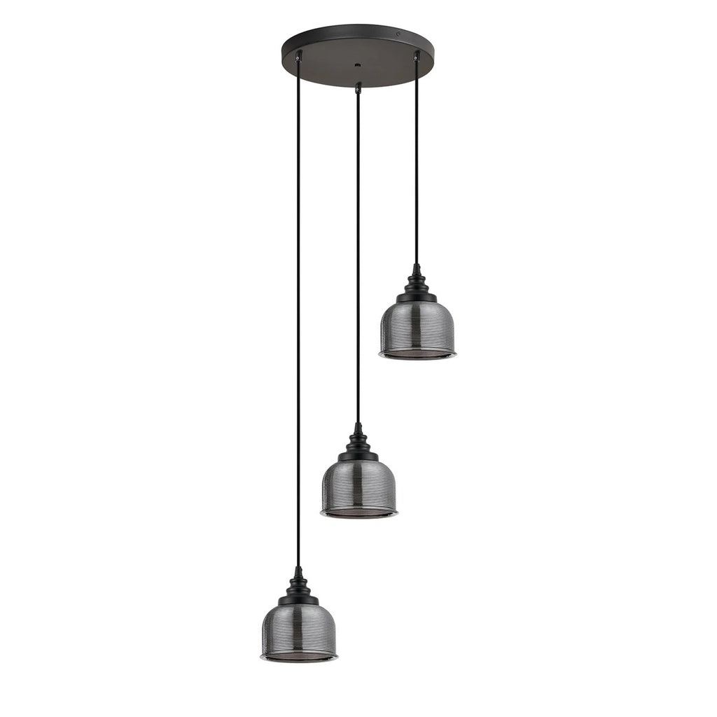Regent Lourdes 3 Light 280mm Round Pendant Light - Smoke