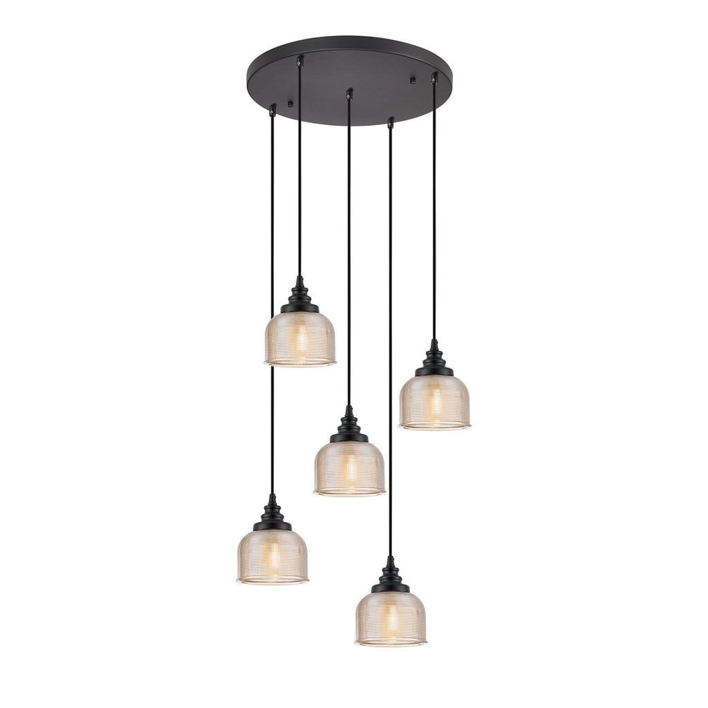 Regent Lourdes 5 Light 500mm Round Pendant Light - Amber