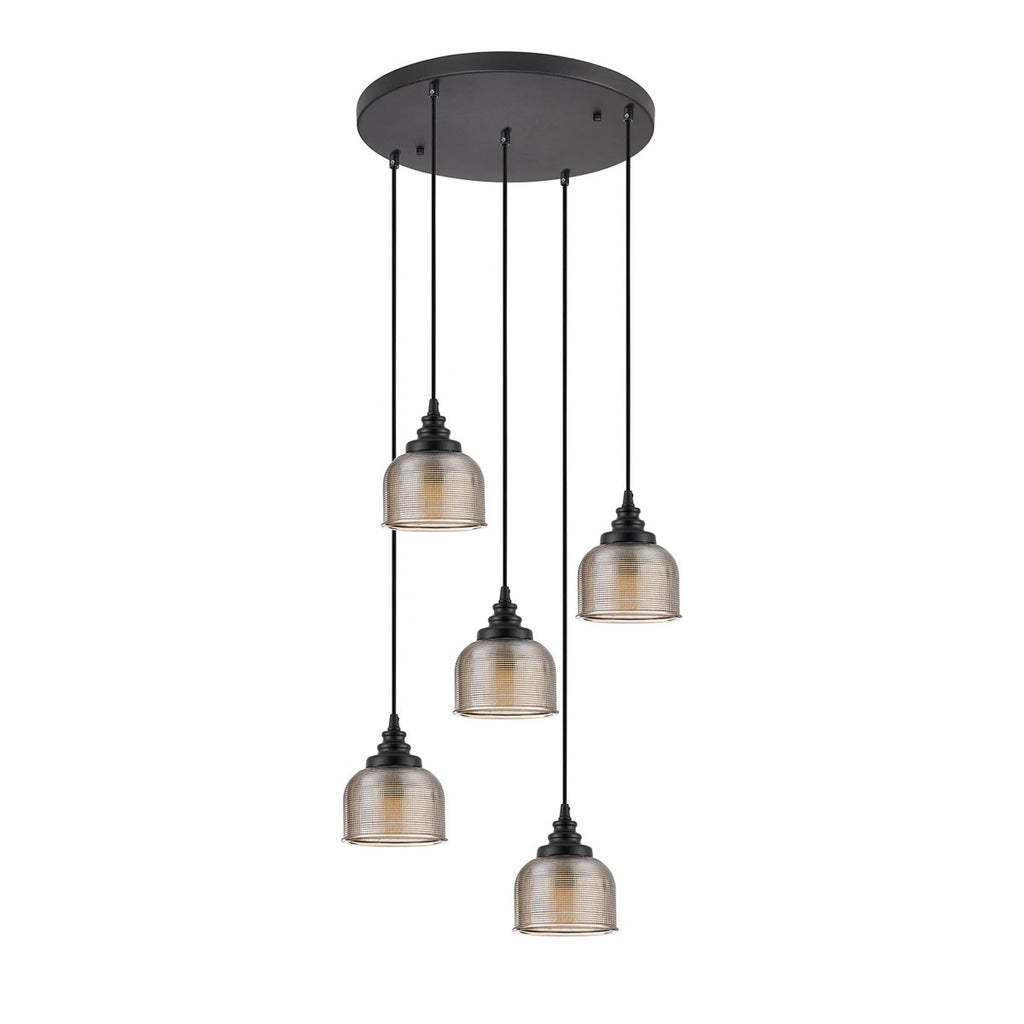 Regent Lourdes 5 Light 500mm Round Pendant Light - Amber