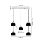 Regent Lourdes 5 Light 500mm Round Pendant Light - dimensions