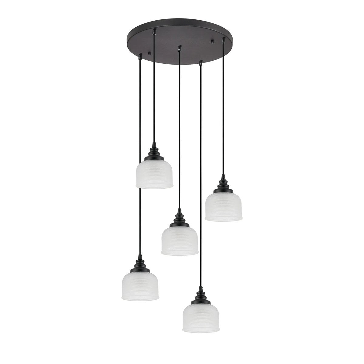 Regent Lourdes 5 Light 500mm Round Pendant Light - Frosted
