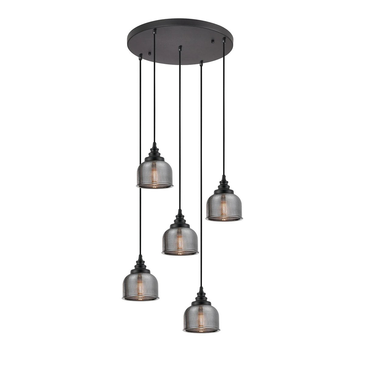 Regent Lourdes 5 Light 500mm Round Pendant Light - Smoke