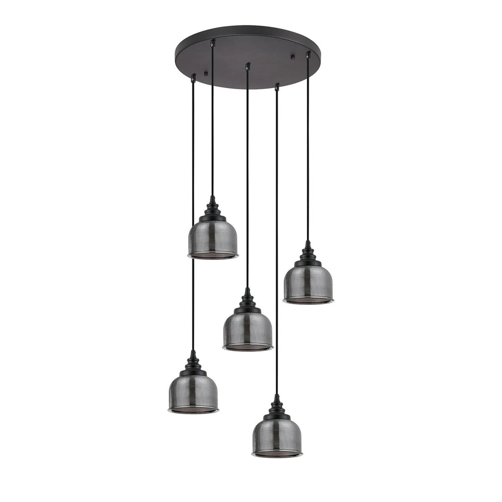 Regent Lourdes 5 Light 500mm Round Pendant Light - Smoke