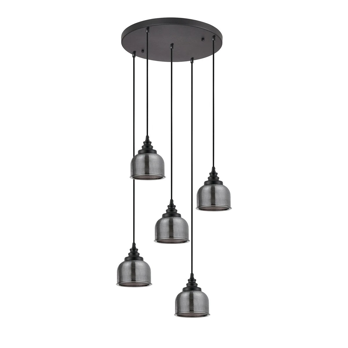 Regent Lourdes 5 Light 500mm Round Pendant Light - Smoke