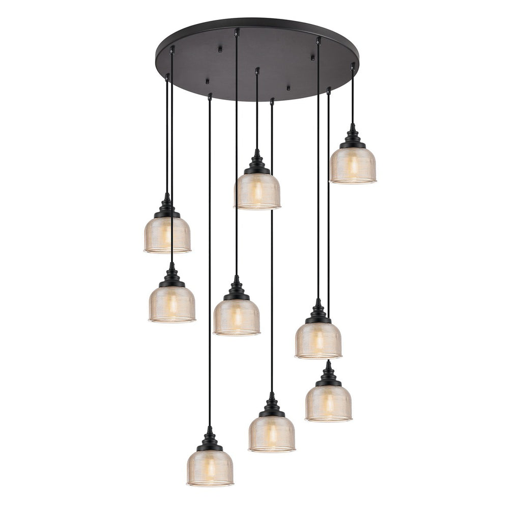 Regent Lourdes 9 Light 700mm Round Pendant Light - Amber