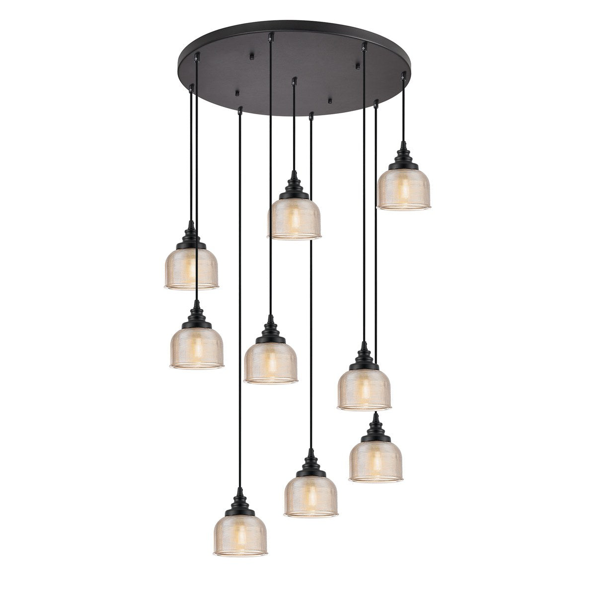 Regent Lourdes 9 Light 700mm Round Pendant Light - Amber