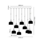 Regent Lourdes 9 Light 700mm Round Pendant Light - dimensions
