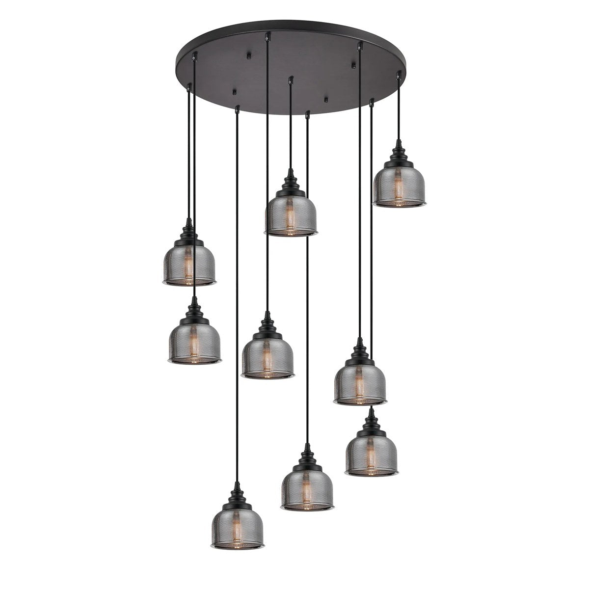 Regent Lourdes 9 Light 700mm Round Pendant Light - Smoke