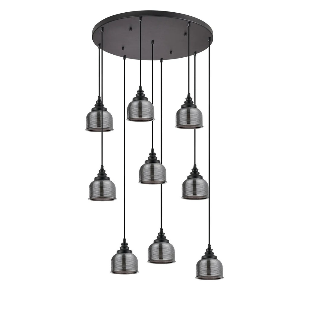 Regent Lourdes 9 Light 700mm Round Pendant Light - Smoke