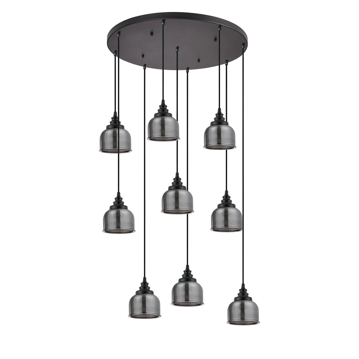 Regent Lourdes 9 Light 700mm Round Pendant Light - Smoke