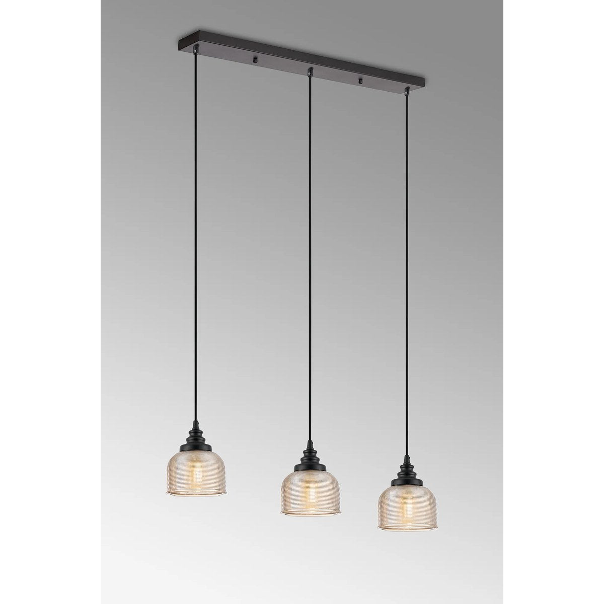 Regent Lourdes 3 Light 800mm Linear Pendant Light - Amber