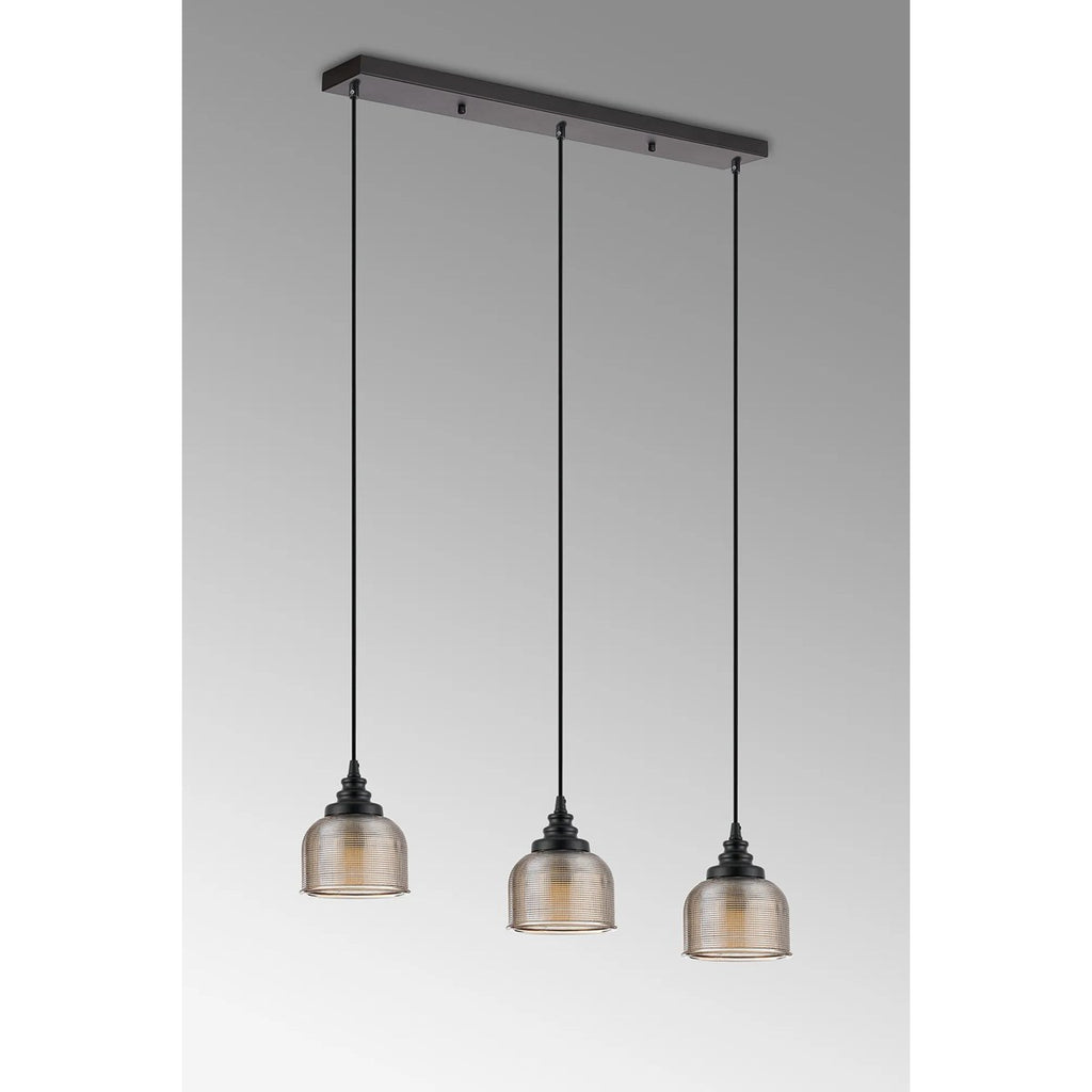 Regent Lourdes 3 Light 800mm Linear Pendant Light - Amber