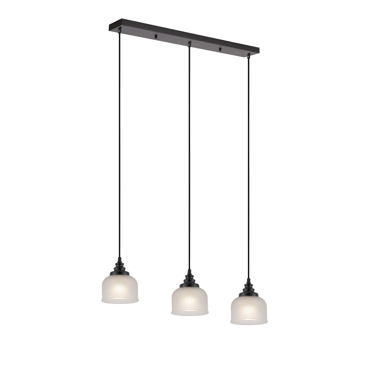 Regent Lourdes 3 Light 800mm Linear Pendant Light - Frosted
