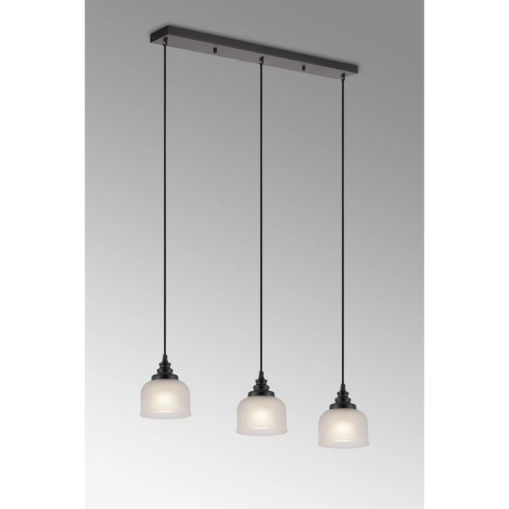 Regent Lourdes 3 Light 800mm Linear Pendant Light - Frosted