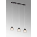 Regent Lourdes 3 Light 800mm Linear Pendant Light - Frosted