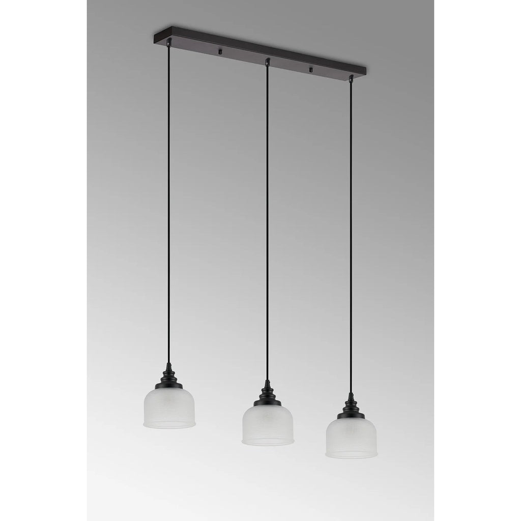 Regent Lourdes 3 Light 800mm Linear Pendant Light - Frosted