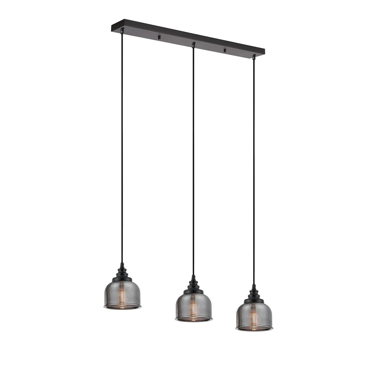 Regent Lourdes 3 Light 800mm Linear Pendant Light - Smoke