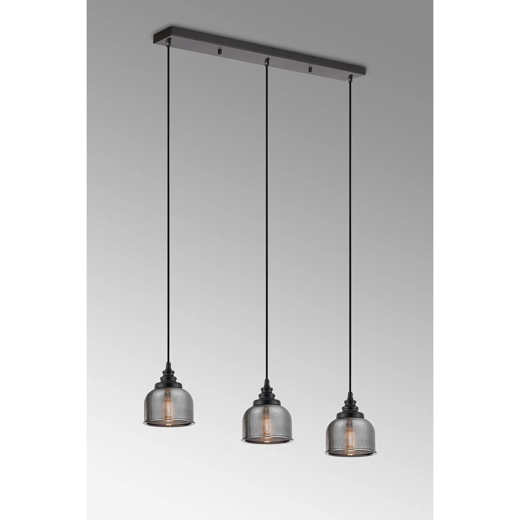 Regent Lourdes 3 Light 800mm Linear Pendant Light - Smoke