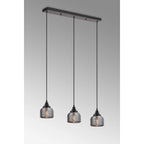 Regent Lourdes 3 Light 800mm Linear Pendant Light - Smoke