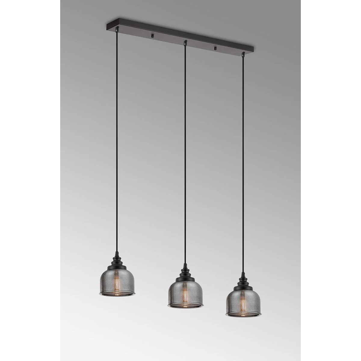 Regent Lourdes 3 Light 800mm Linear Pendant Light - Smoke