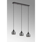 Regent Lourdes 3 Light 800mm Linear Pendant Light - Smoke
