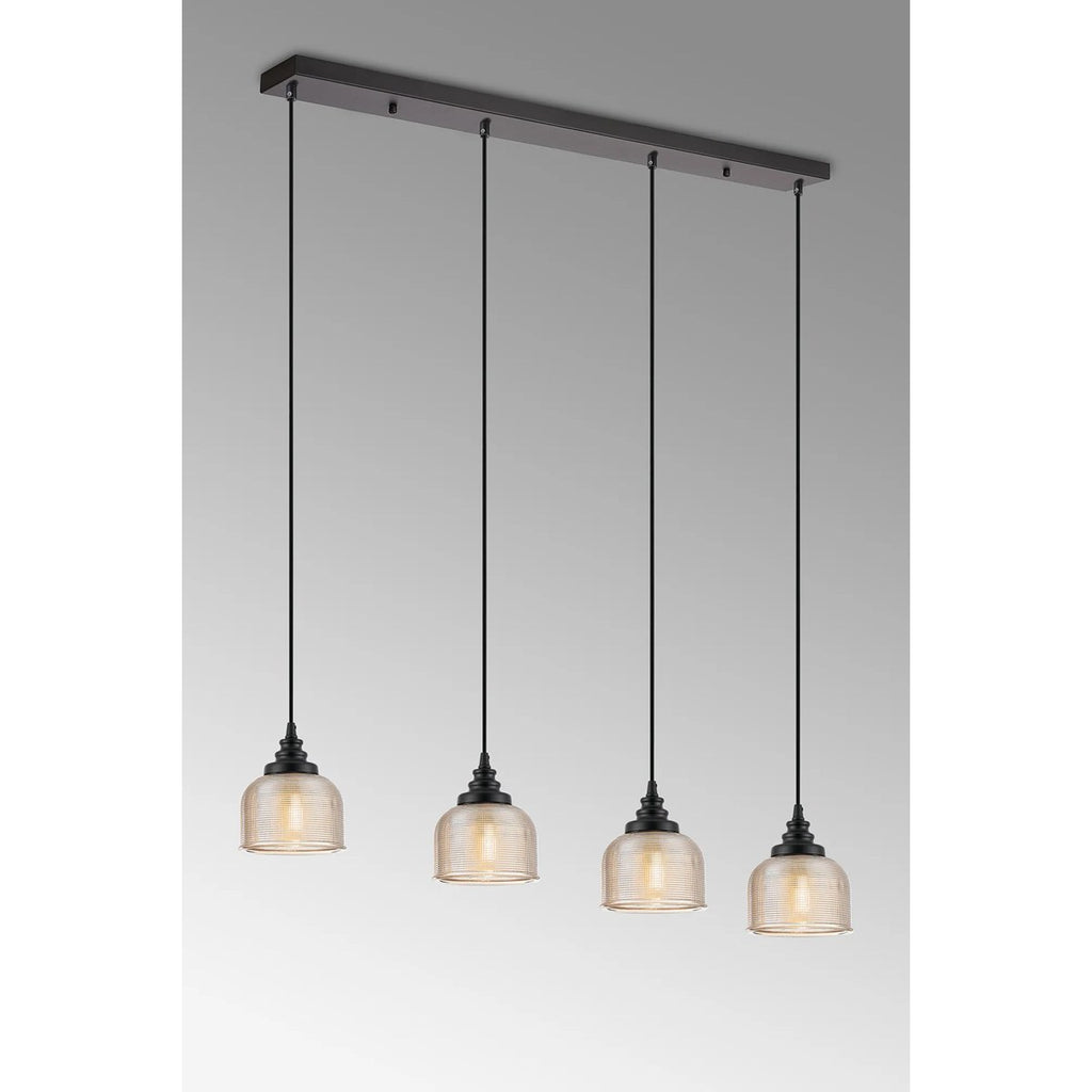 Regent Lourdes 4 Light Linear Pendant Light 1000mm Long - Amber