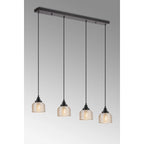 Regent Lourdes 4 Light Linear Pendant Light 1000mm Long - Amber
