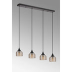 Regent Lourdes 4 Light Linear Pendant Light 1000mm Long - Amber