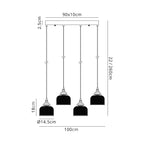 Regent Lourdes 4 Light Linear Pendant Light 1000mm Long - dimensions