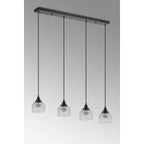 Regent Lourdes 4 Light Linear Pendant Light 1000mm Long - Clear