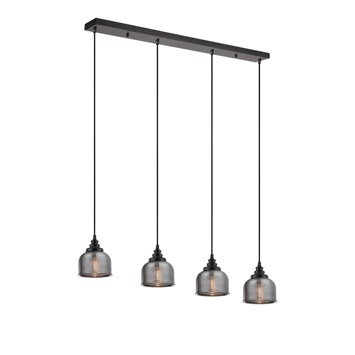 Regent Lourdes 4 Light Linear Pendant Light 1000mm Long - Smoke