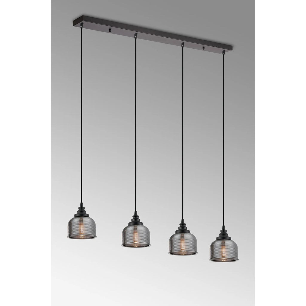 Regent Lourdes 4 Light Linear Pendant Light 1000mm Long - Smoke