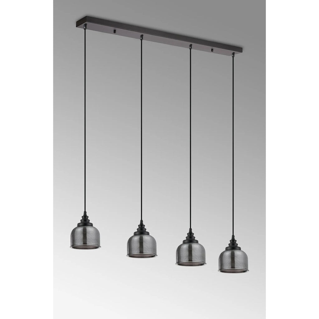 Regent Lourdes 4 Light Linear Pendant Light 1000mm Long - Smoke