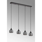 Regent Lourdes 4 Light Linear Pendant Light 1000mm Long - Smoke