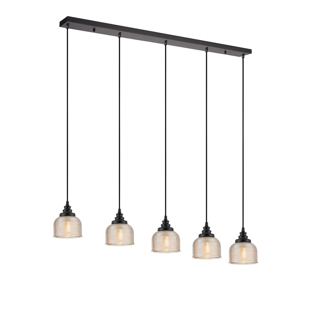Regent Lourdes 5 Light Linear Pendant 1200mm - Amber