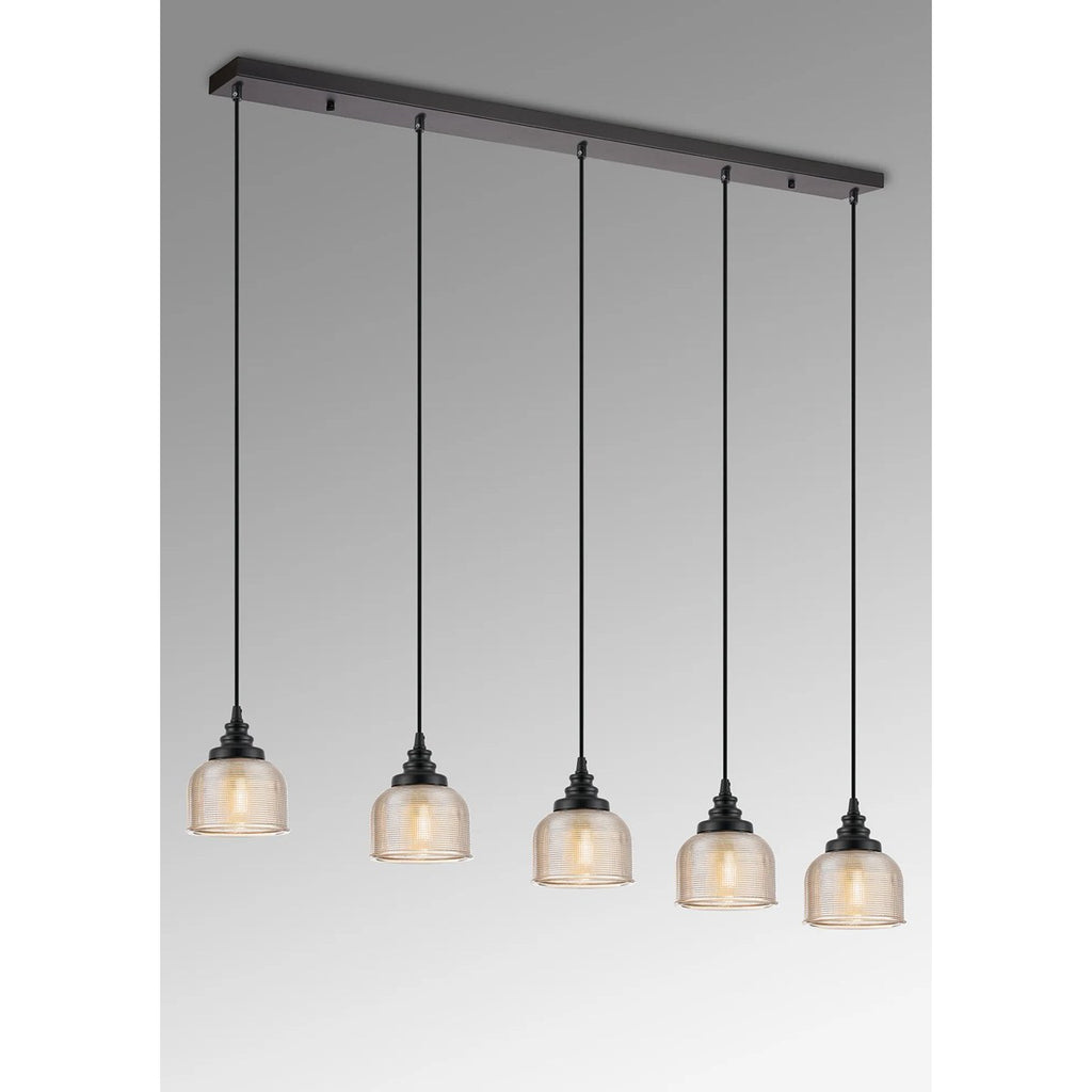 Regent Lourdes 5 Light Linear Pendant 1200mm - Amber