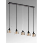 Regent Lourdes 5 Light Linear Pendant 1200mm - Amber