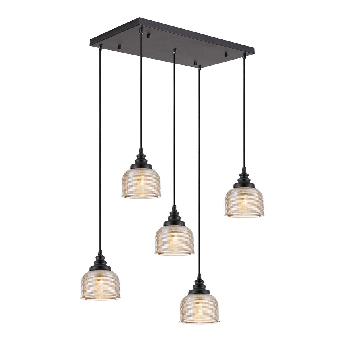 Regent Lourdes 5 Light 640mm Rectangular Pendant Light - Amber