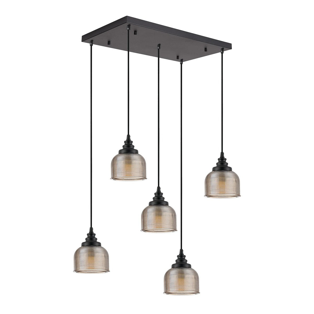Regent Lourdes 5 Light 640mm Rectangular Pendant Light - Amber