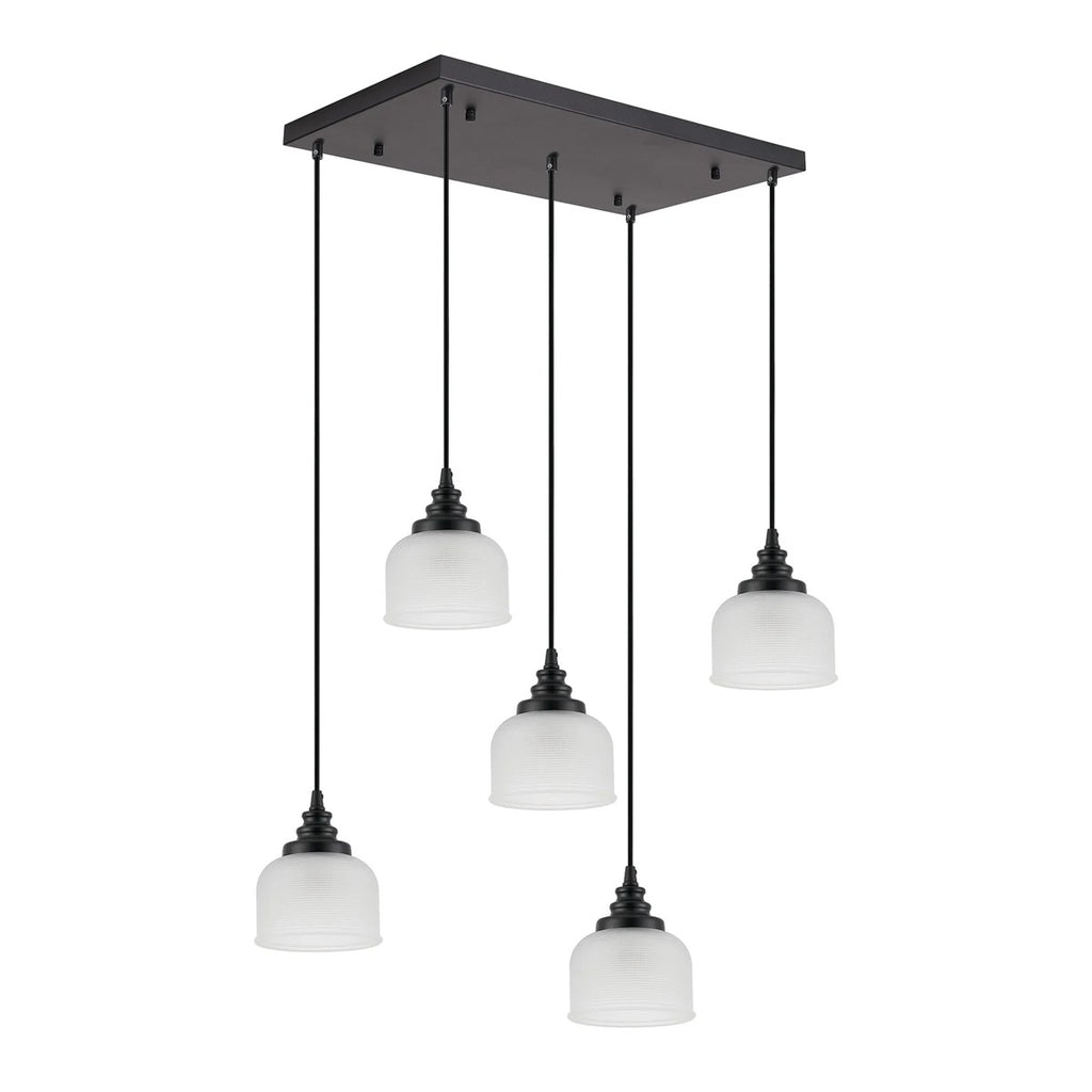 Regent Lourdes 5 Light 640mm Rectangular Pendant Light - Frosted