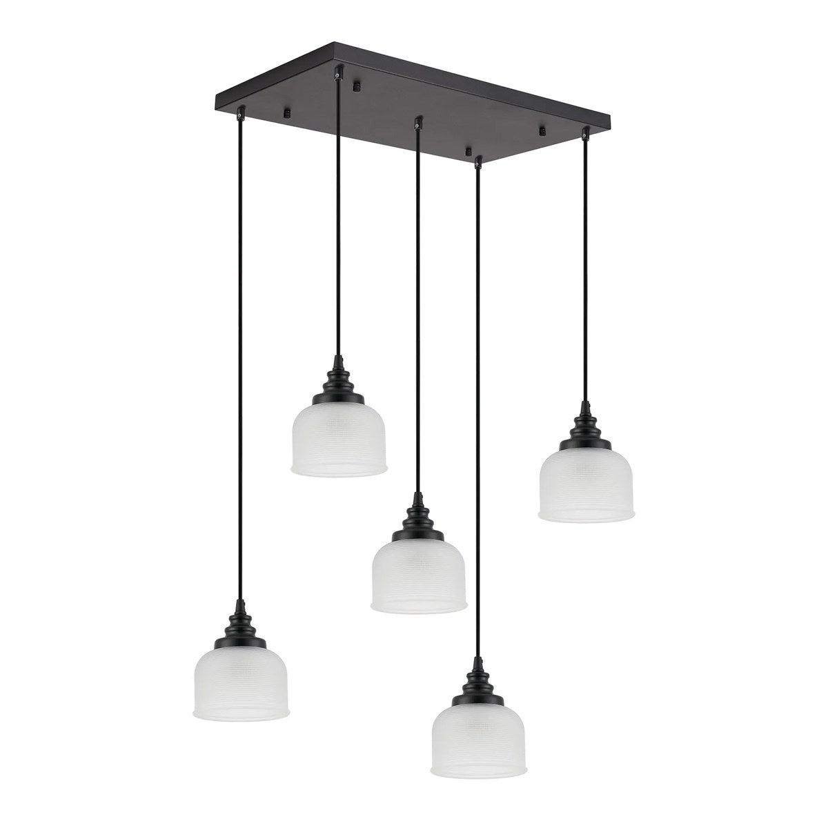 Regent Lourdes 5 Light 640mm Rectangular Pendant Light - Frosted