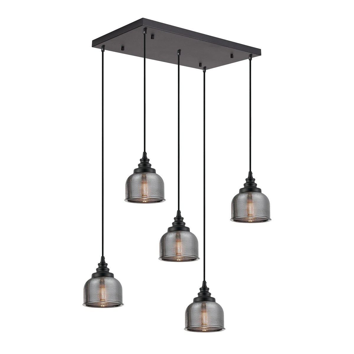 Regent Lourdes 5 Light 640mm Rectangular Pendant Light - Smoke