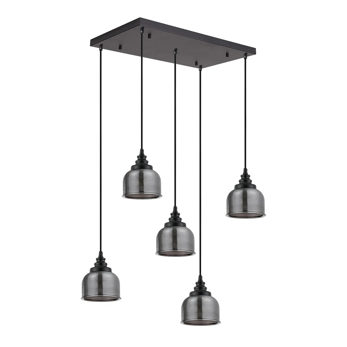 Regent Lourdes 5 Light 640mm Rectangular Pendant Light - Smoke