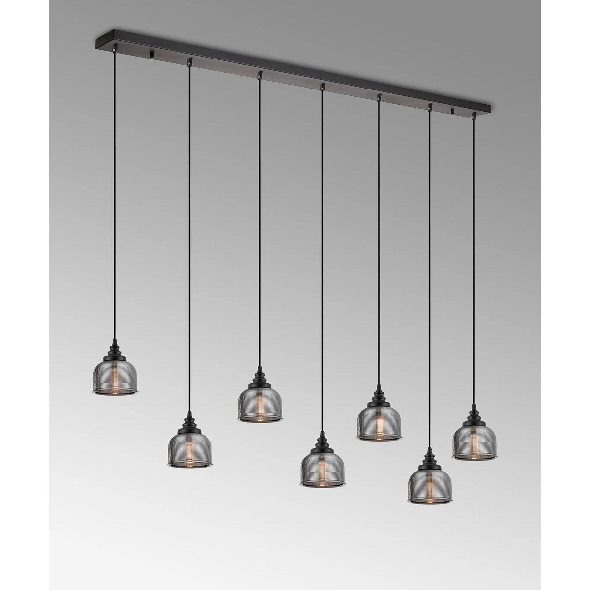 Regent Lourdes 7 Light Linear Pendant 1490mm - Smoke