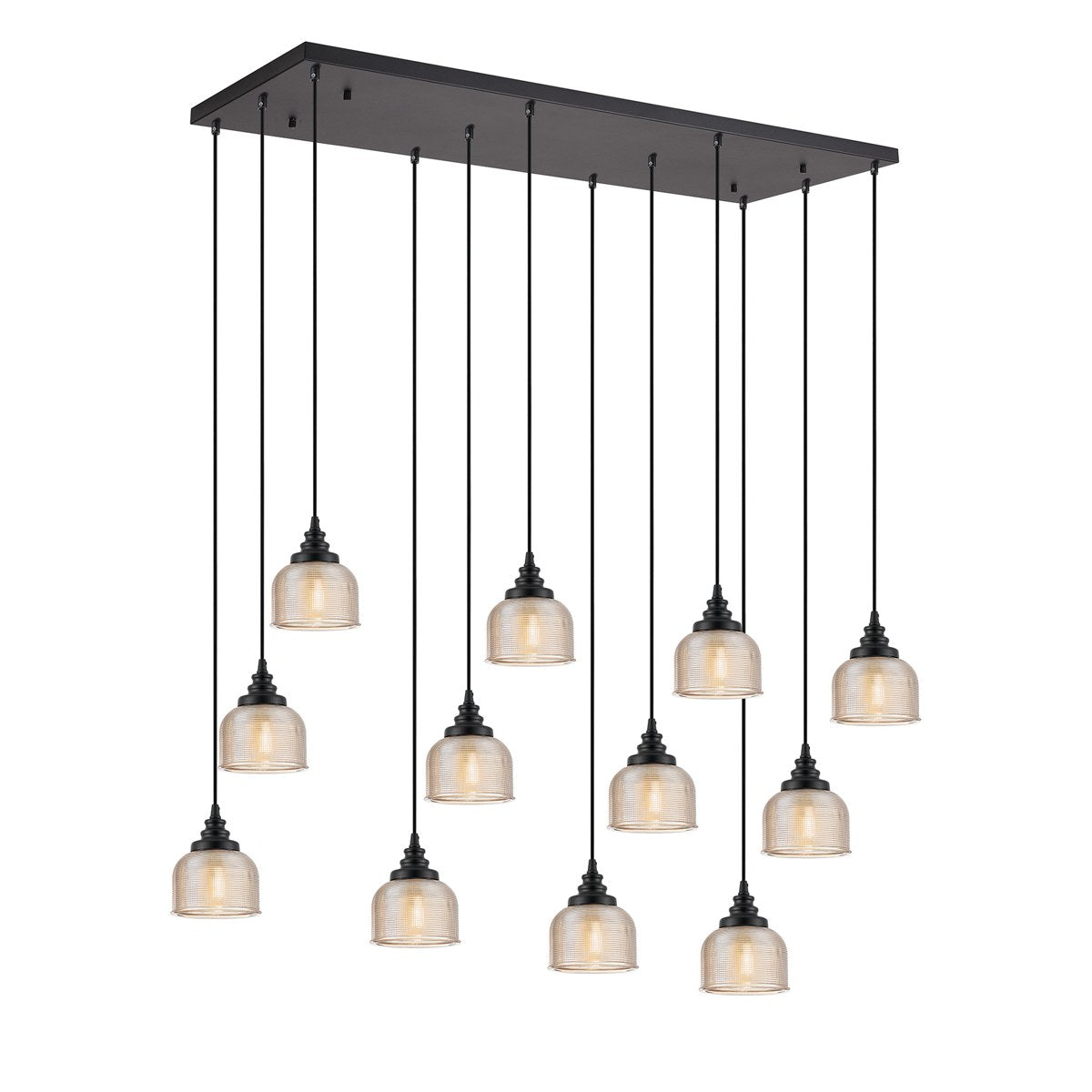 Regent Lourdes 12 Light 1190mm x 490mm Rectangular Pendant Light - Amber