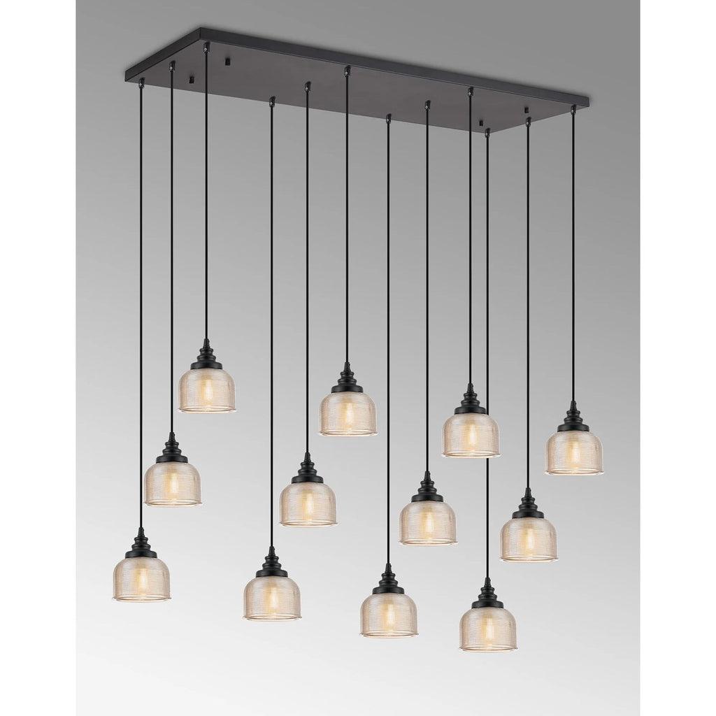Regent Lourdes 12 Light 1190mm x 490mm Rectangular Pendant Light - Amber