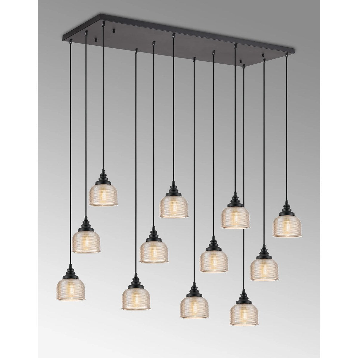 Regent Lourdes 12 Light 1190mm x 490mm Rectangular Pendant Light - Amber
