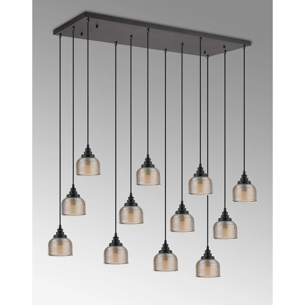 Regent Lourdes 12 Light 1190mm x 490mm Rectangular Pendant Light - Amber